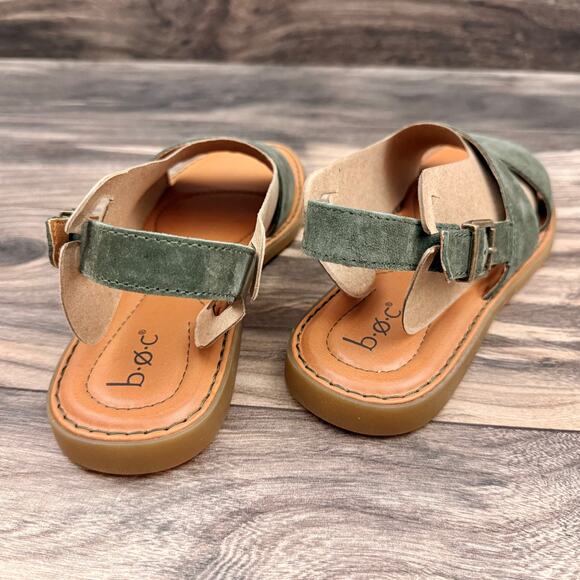 NIB BOC BORN Didi 9M 39-40 Green Suede Slingback Flat Comfort Sandal - Picture 6 of 11